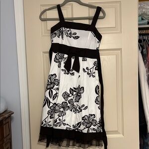 Brown and White Floral Dress